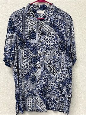 RAGA MAN  Blue and White Casual Button Down Shirt
